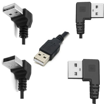 USB 2.0 Type A Male Down Angled To Micro USB Male Up Angled Cable