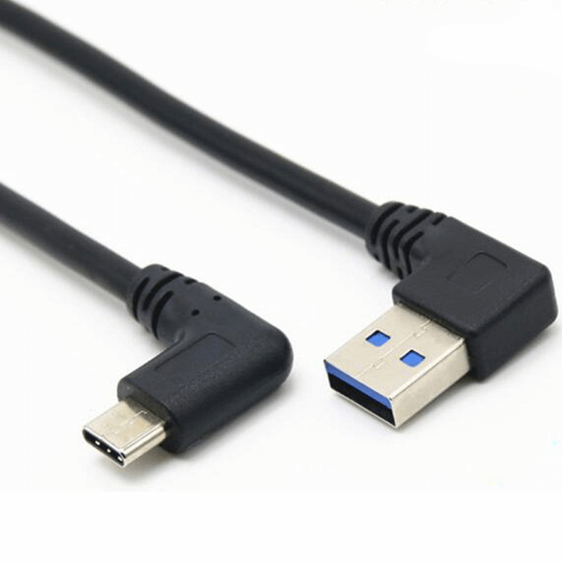 USB 3.0 A Male Right Angled To USB 3.0 Type C Male Right Angled Cable