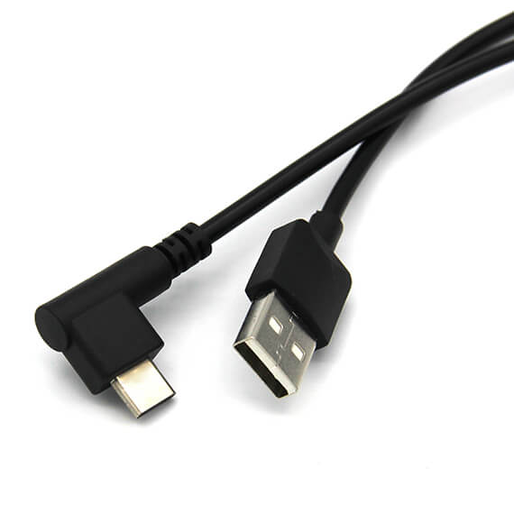 USB 2.0 A Male To TYPE C Male Connector Right Angled Charging Data Cable