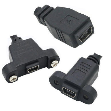 MINI USB Male Left Angled To ​MINI USB Female Panel Mount Connector Cable