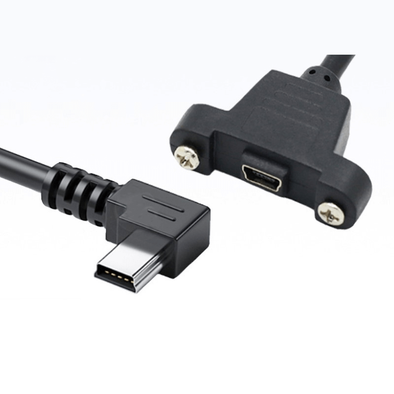 MINI USB Male Left Angled To ​MINI USB Female Panel Mount Connector Cable