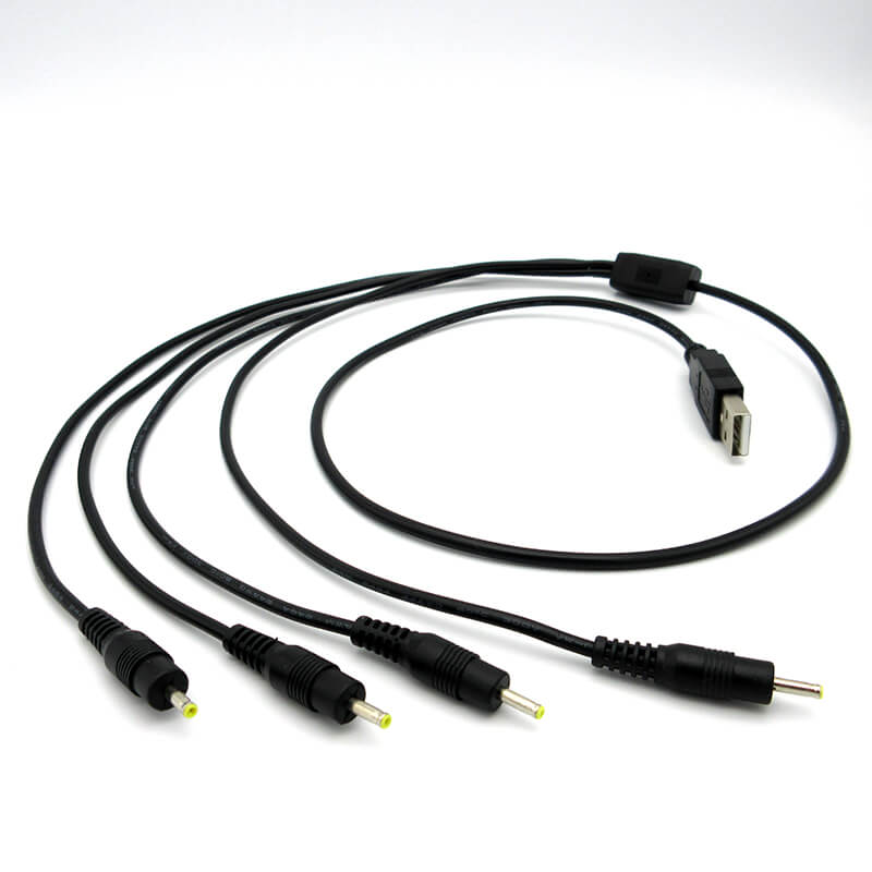 USB 2.0 A Male Connector To 4PCS 2.5*0.7 DC Plug Cable