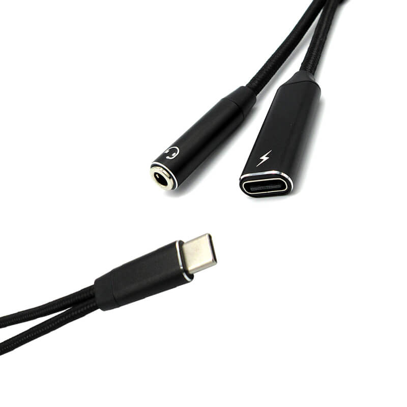 Type C Male with IC To  Type C Female with IC +3.5MM Audio Female Audio Cable