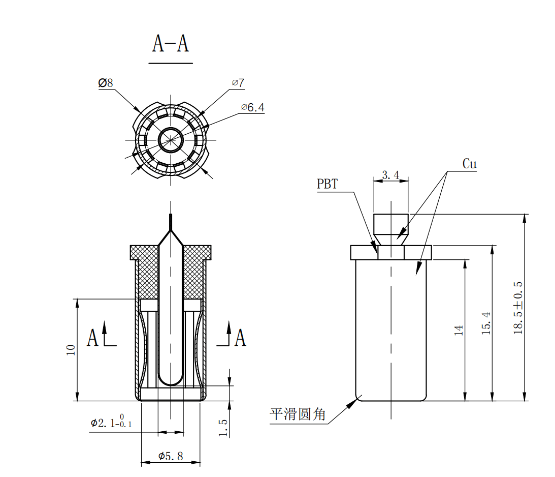 5.5MM*2.1MM DC Female Jack Flat Pin